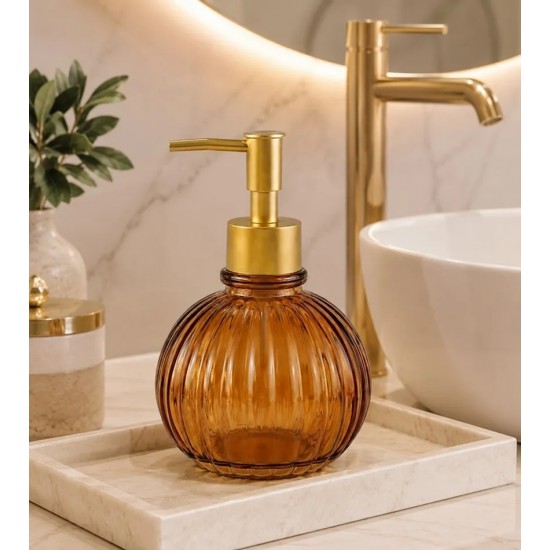 Porta Sabonete Líquido 335ml De Vidro Ambar